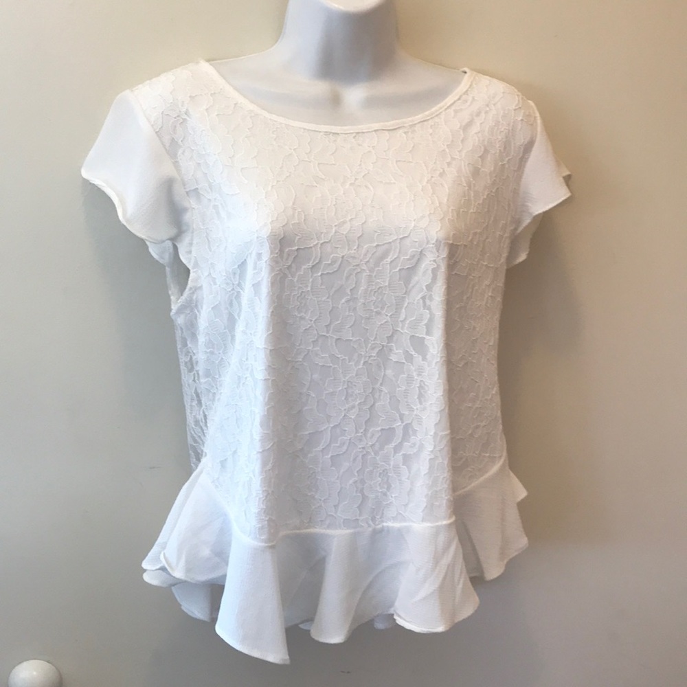 New Red Leaf peplum lace  keyhole open back m